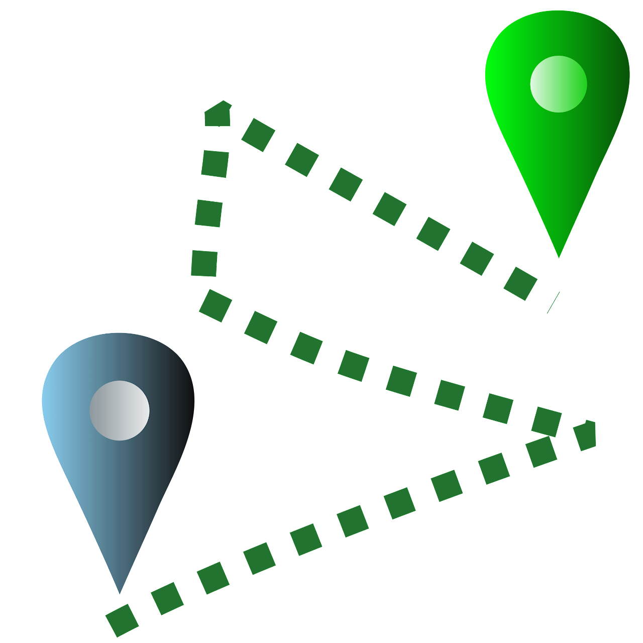 Animated image showing two location pins.