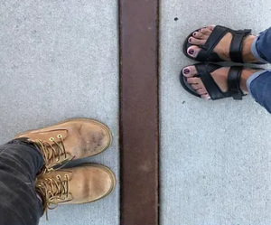 shoes and black sandals